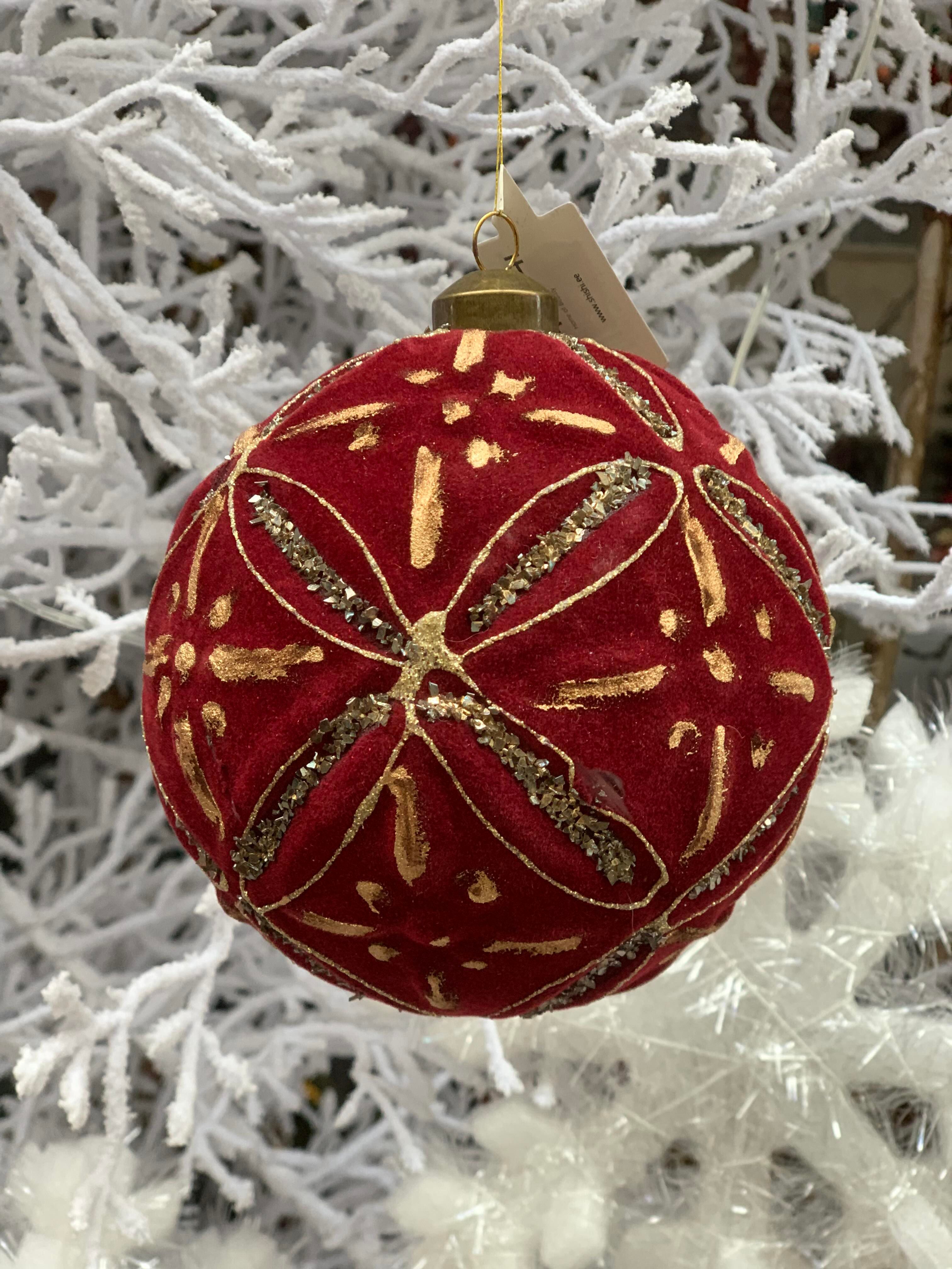 Burgundi vörös aranyozott üveggömb nagy