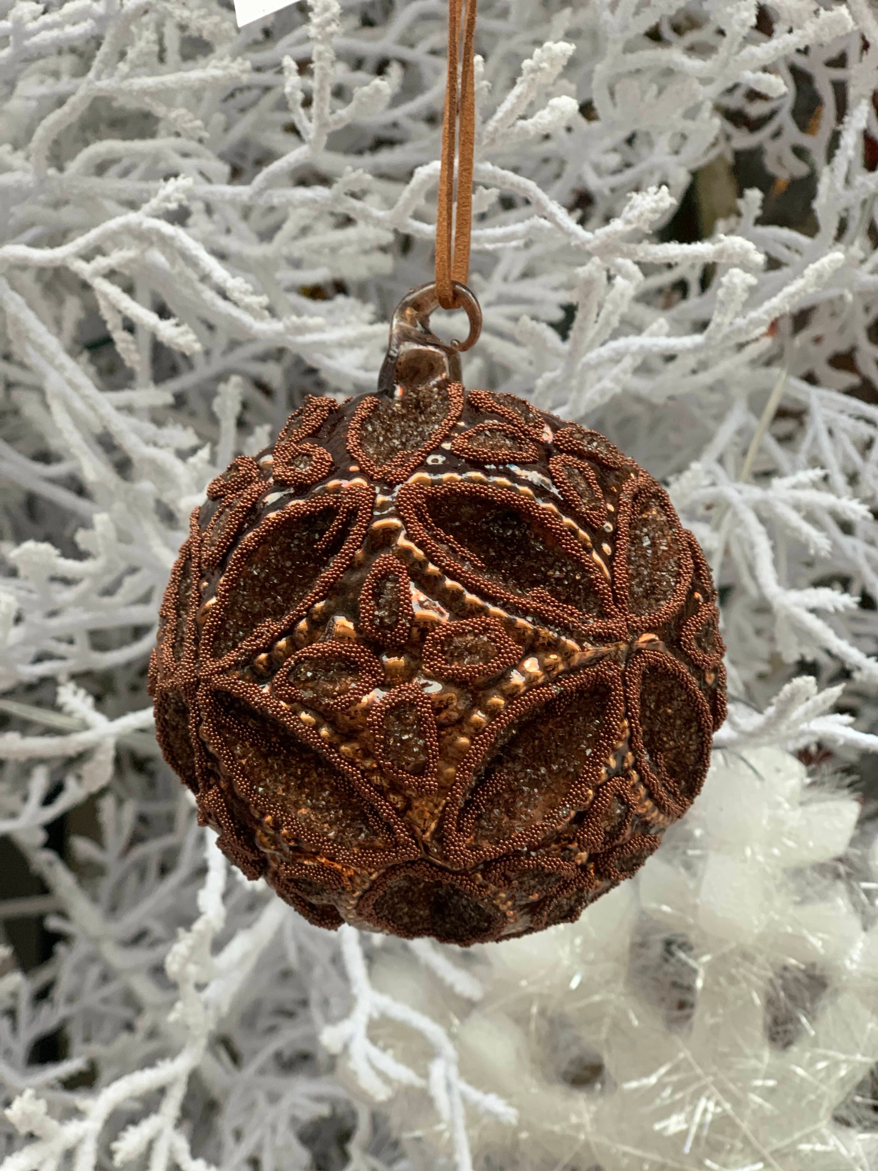Barna glitteres üveggömb nagy